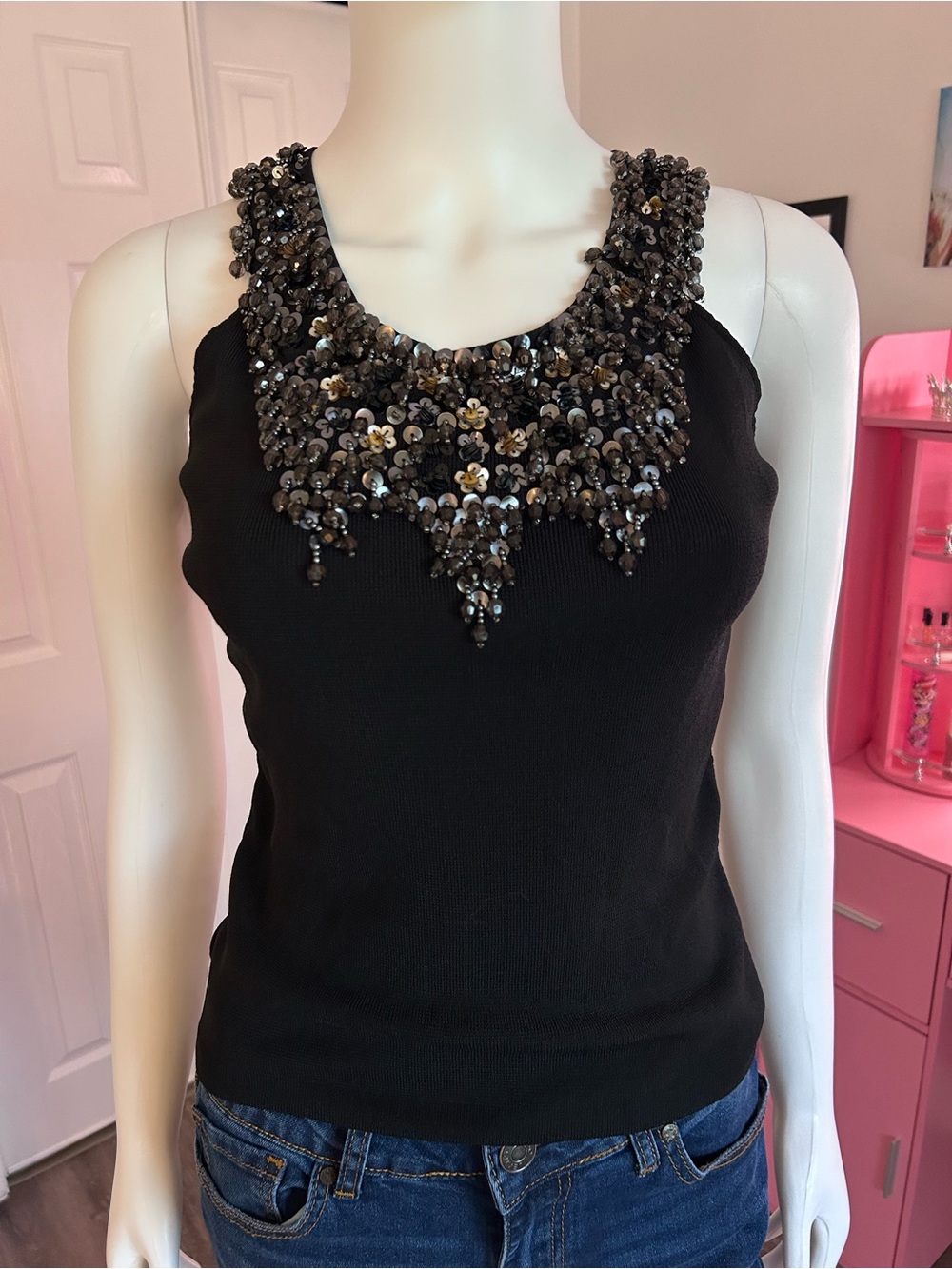 Vintage Joseph A. Beaded Top Size Small
